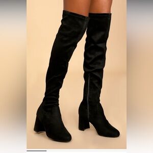 Lulus Tahlia Black Over-the-Knee Boots. Size: 8.5